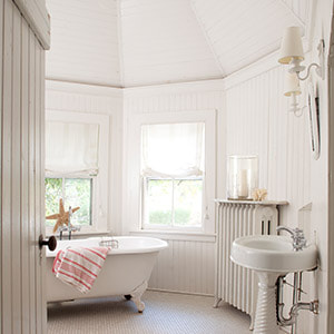 White bathroom interior finishes